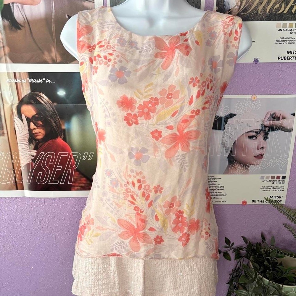 Alice Rinaldi Made in Italy Floral Sequin Blouse Size L